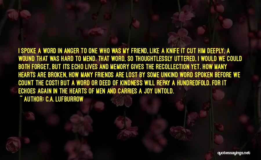 Friendship For Him Quotes By C.A. Lufburrow