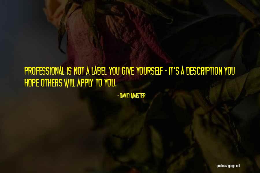 Give Up Labels Quotes By David Maister