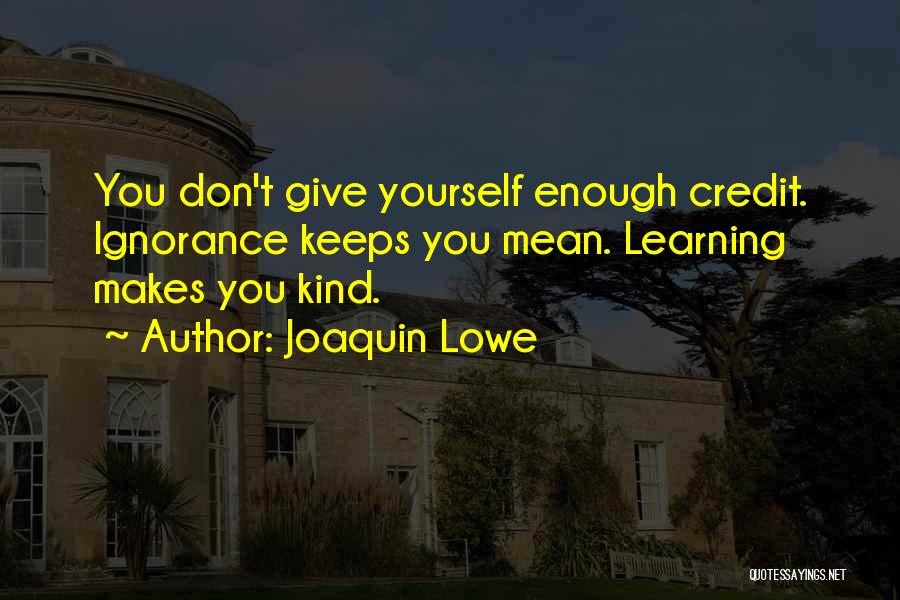 Give Yourself Credit Quotes By Joaquin Lowe