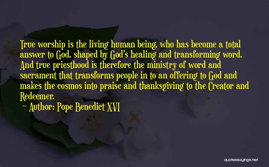 God And Thanksgiving Quotes By Pope Benedict XVI