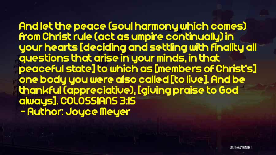 God Giving Peace Quotes By Joyce Meyer