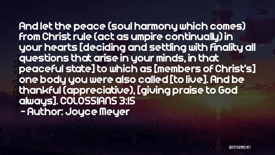 God Giving Us Peace Quotes By Joyce Meyer
