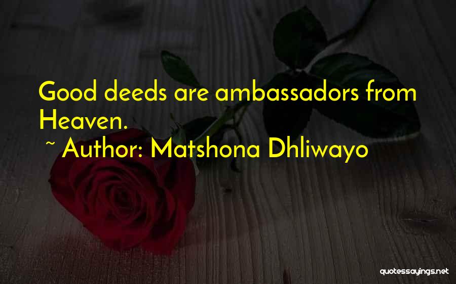 Good Ambassadors Quotes By Matshona Dhliwayo