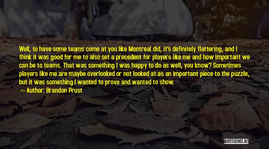 Good Team Player Quotes By Brandon Prust
