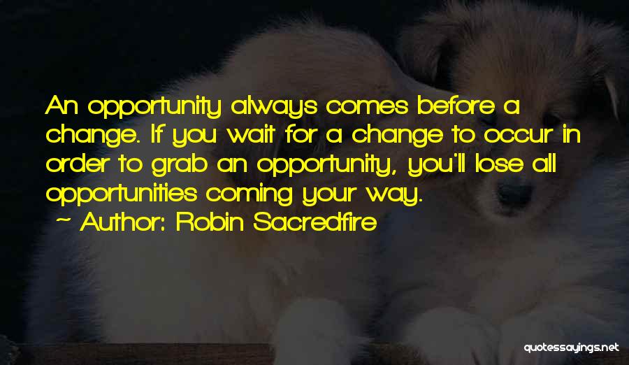 Grab The Opportunity Quotes By Robin Sacredfire