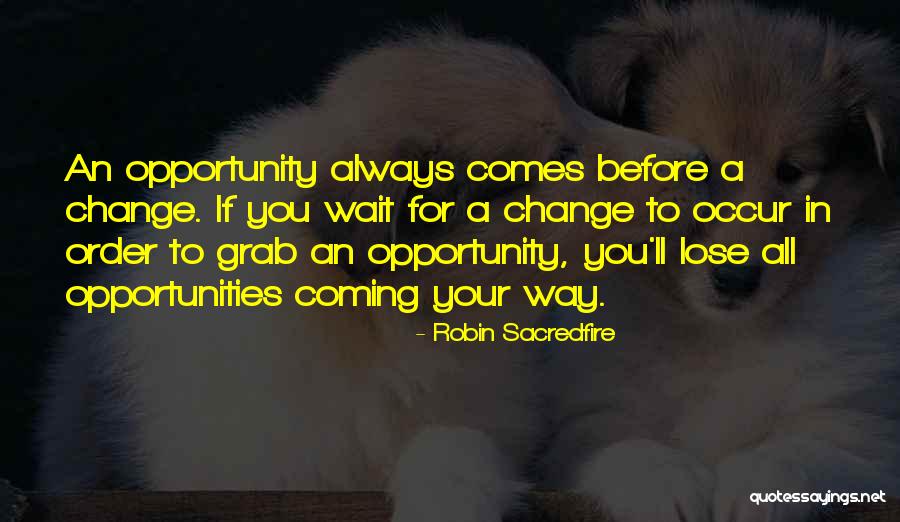 Grab The Opportunity Quotes By Robin Sacredfire