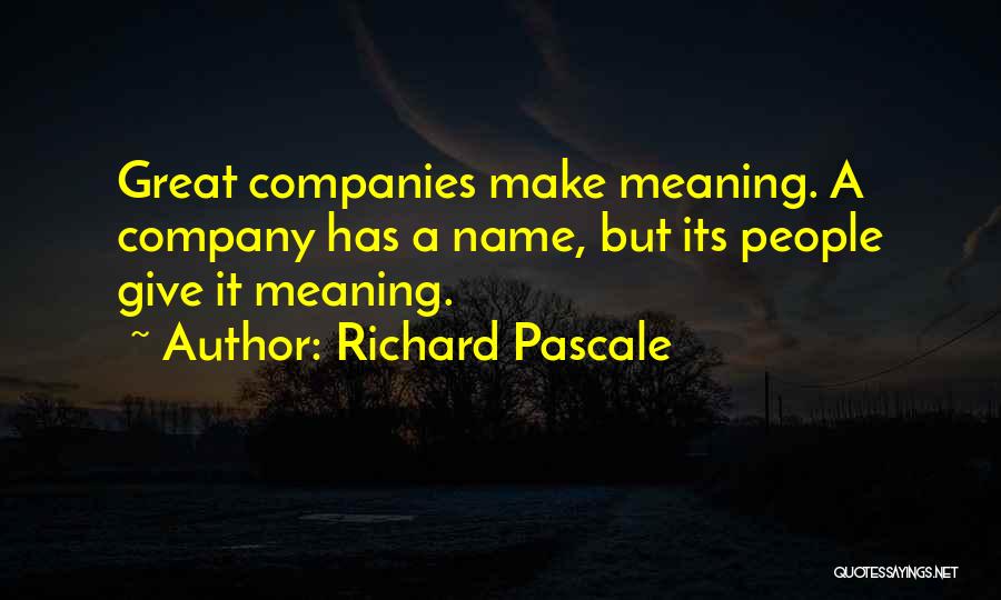 Great Companies Quotes By Richard Pascale