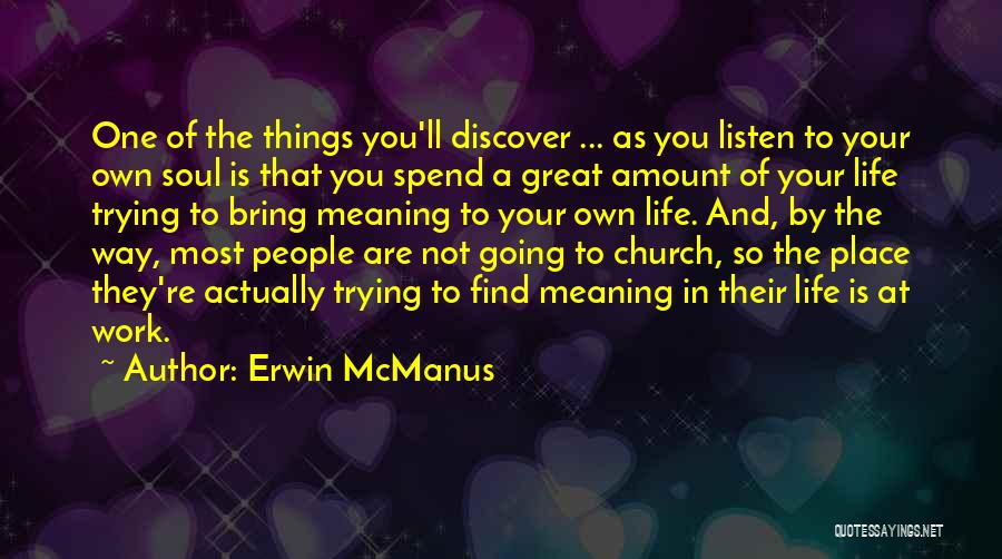 Great Work Place Quotes By Erwin McManus