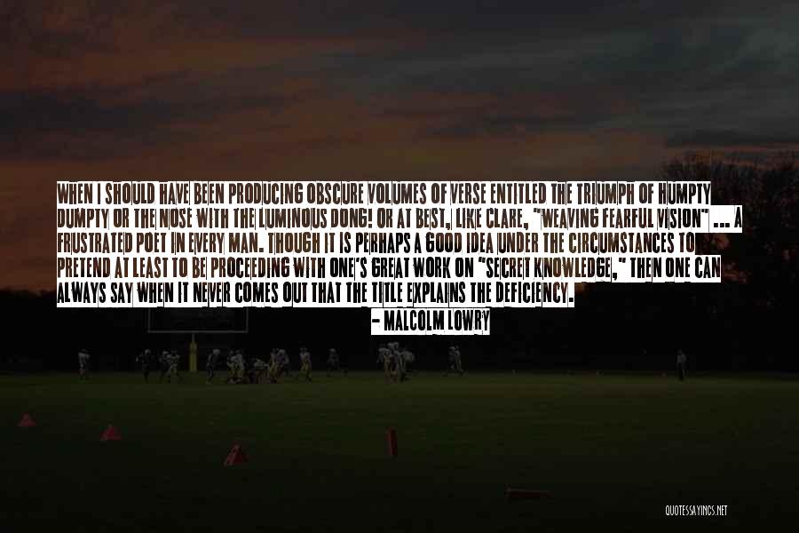 Great Writing Quotes By Malcolm Lowry