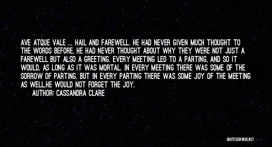 Hail And Farewell Quotes By Cassandra Clare