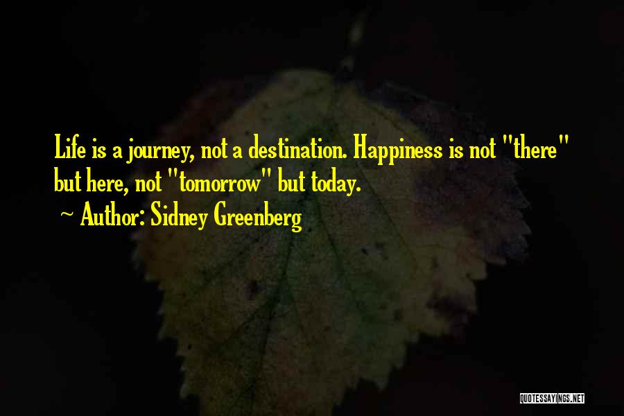 Happiness Is The Journey Not The Destination Quotes By Sidney Greenberg