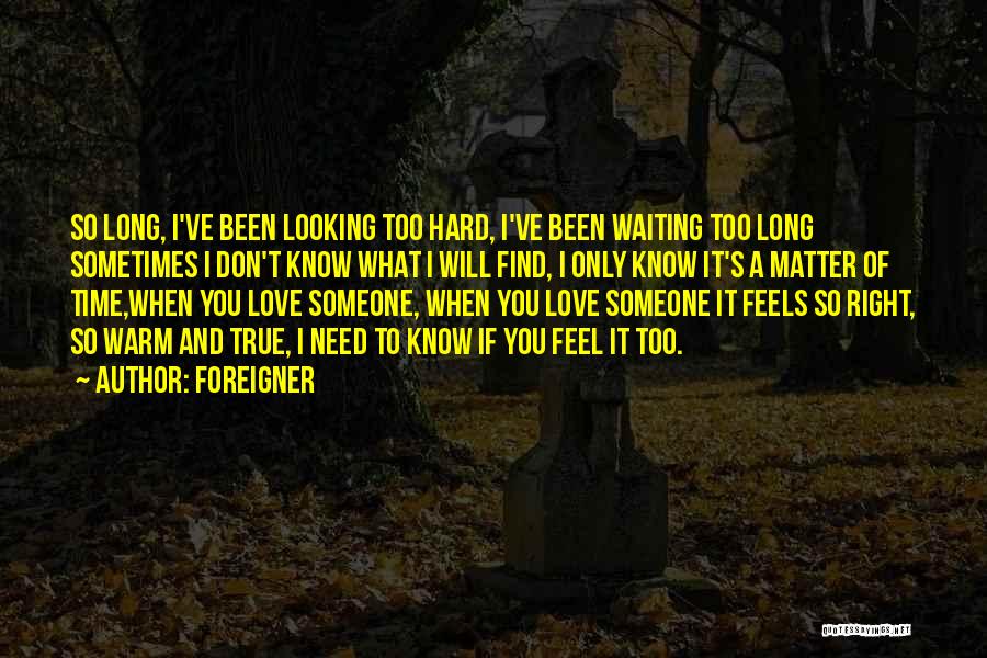 Hard To Find Someone Quotes By Foreigner