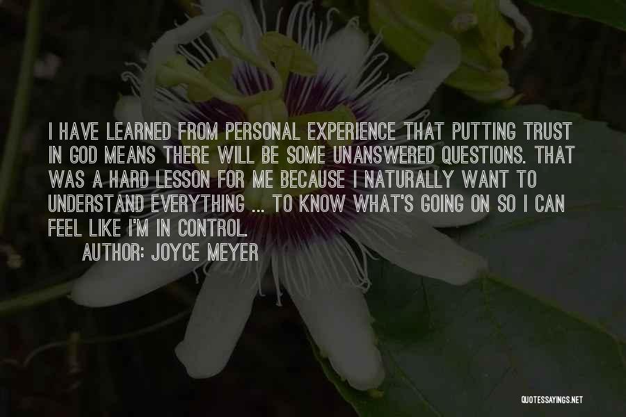 Hard To Trust Quotes By Joyce Meyer