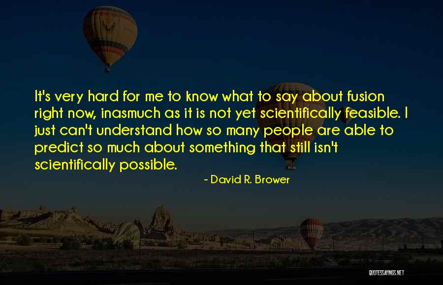 Hard To Understand Me Quotes By David R. Brower