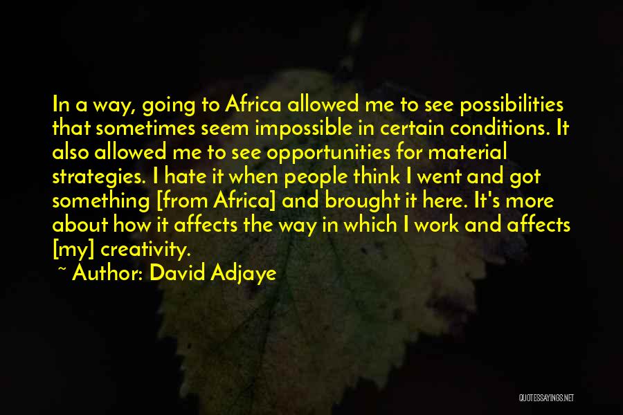 Hate Going To Work Quotes By David Adjaye