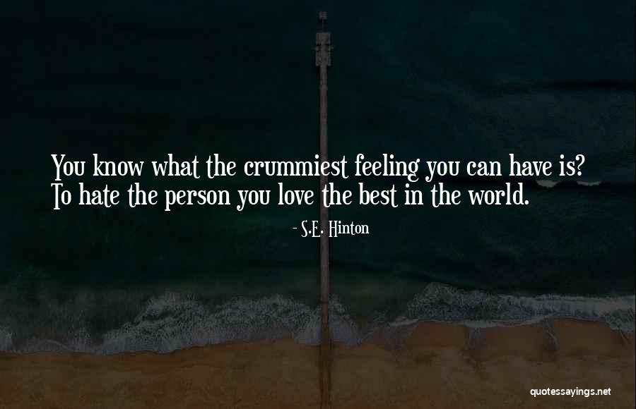 Hate The Person You Love Most Quotes By S.E. Hinton Hate The Person You Love Most Quotes By S.E. Hinton