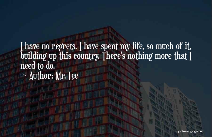 Have No Regrets Quotes By Mr. Lee