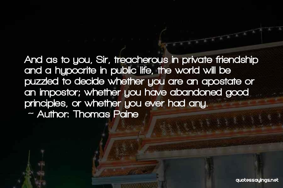 Having A Good Friendship Quotes By Thomas Paine