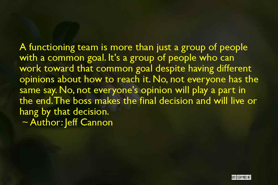 Having A Team Quotes By Jeff Cannon