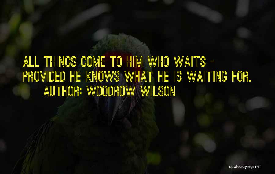 He Who Waits Quotes By Woodrow Wilson