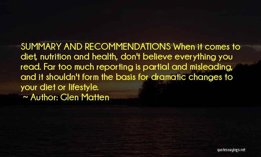 Health And Nutrition Quotes By Glen Matten