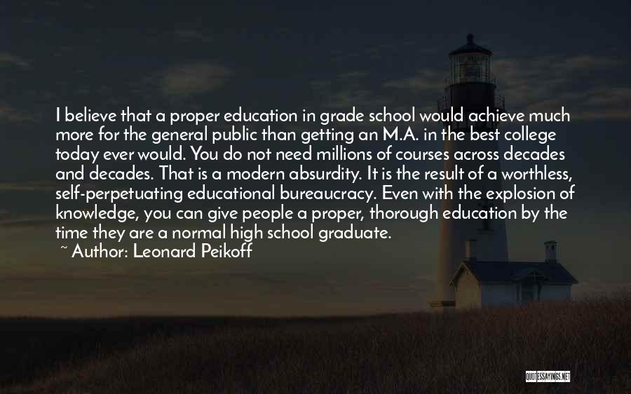 High School Education Quotes By Leonard Peikoff