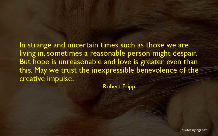 Hope In Uncertain Times Quotes By Robert Fripp