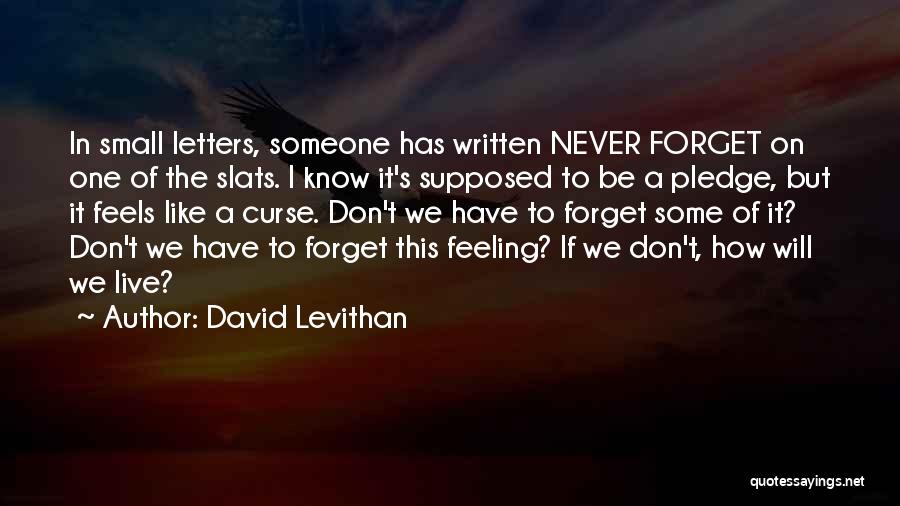 How Someone Feels Quotes By David Levithan