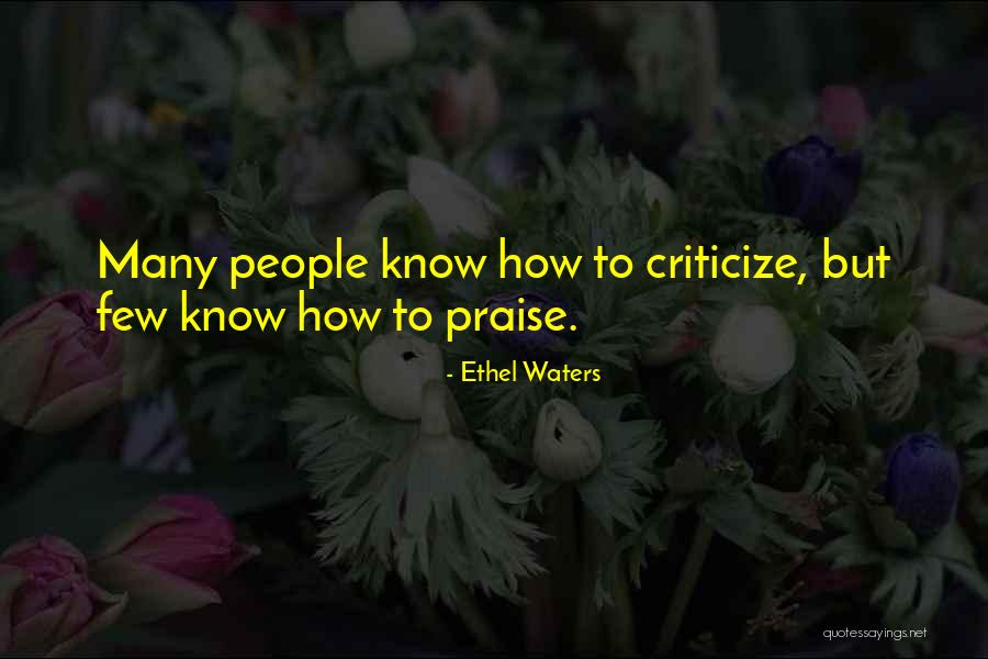 How To Criticize Quotes By Ethel Waters How To Criticize Quotes By Ethel Waters