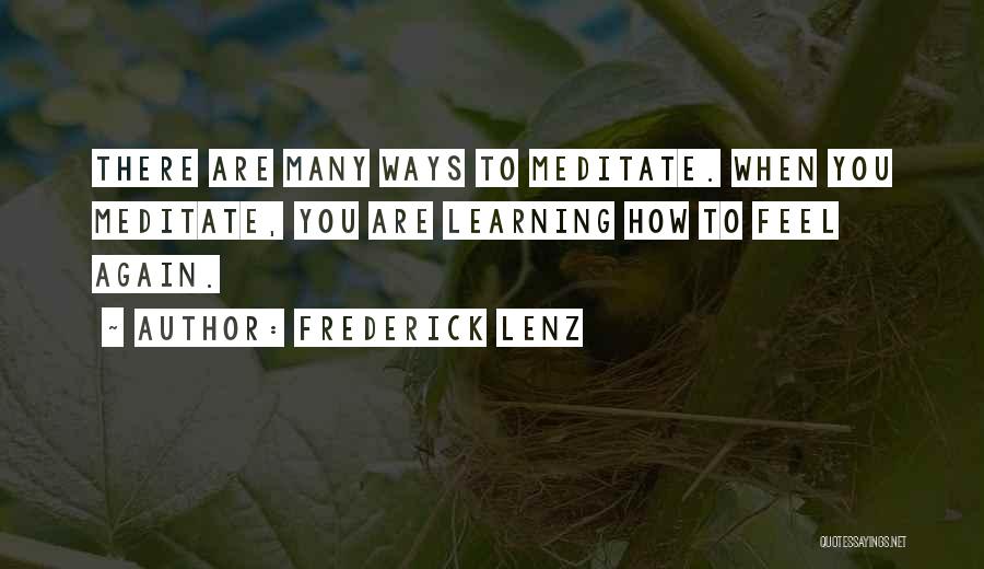 How To Meditate Quotes By Frederick Lenz