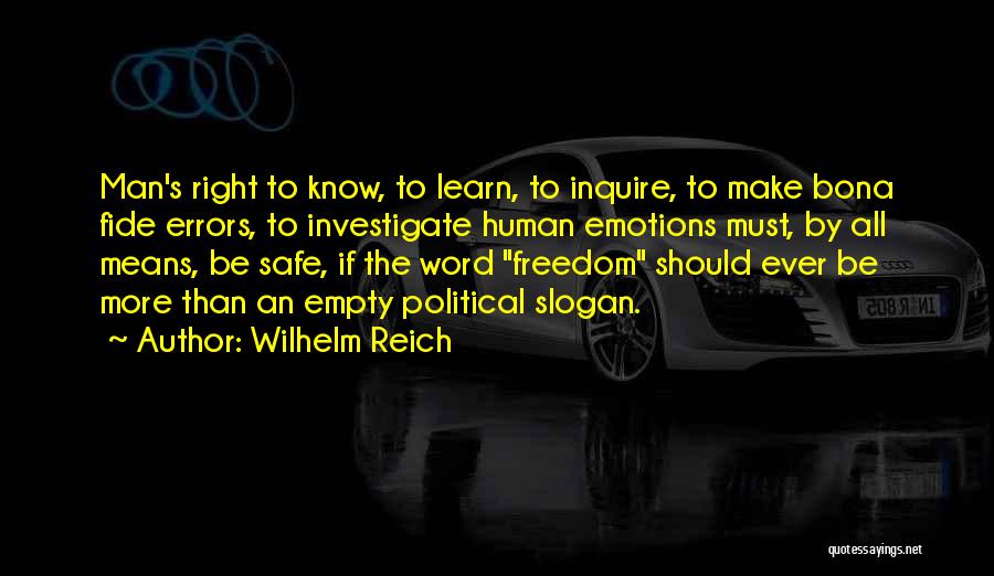 Human Errors Quotes By Wilhelm Reich