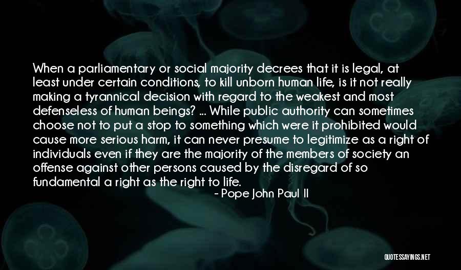 Human Right Life Quotes By Pope John Paul II