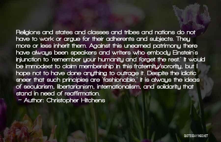 Humanity And Religion Quotes By Christopher Hitchens