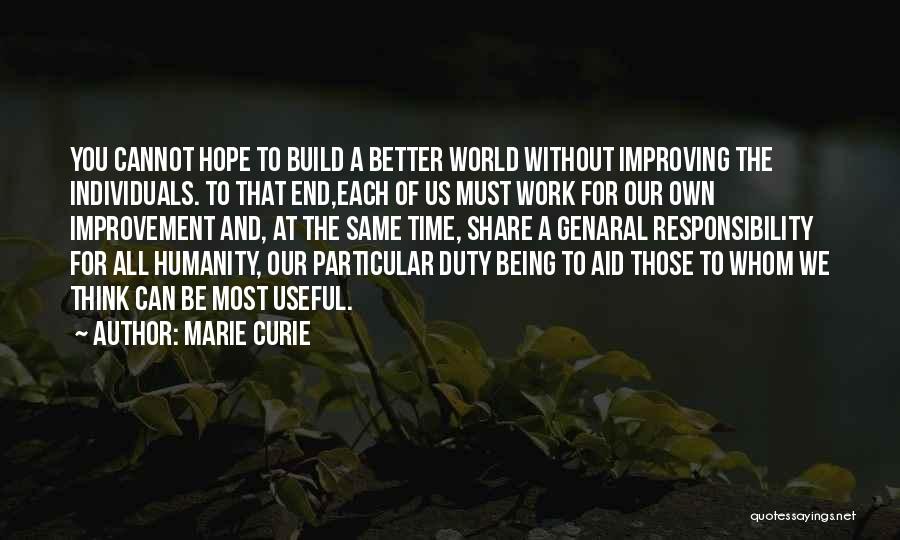 Humanity And The World Quotes By Marie Curie