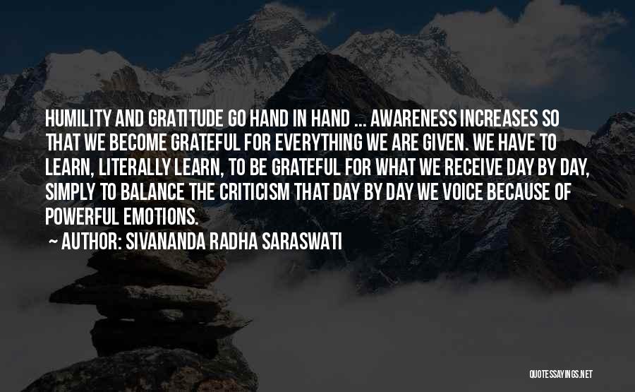 Humility And Gratitude Quotes By Sivananda Radha Saraswati