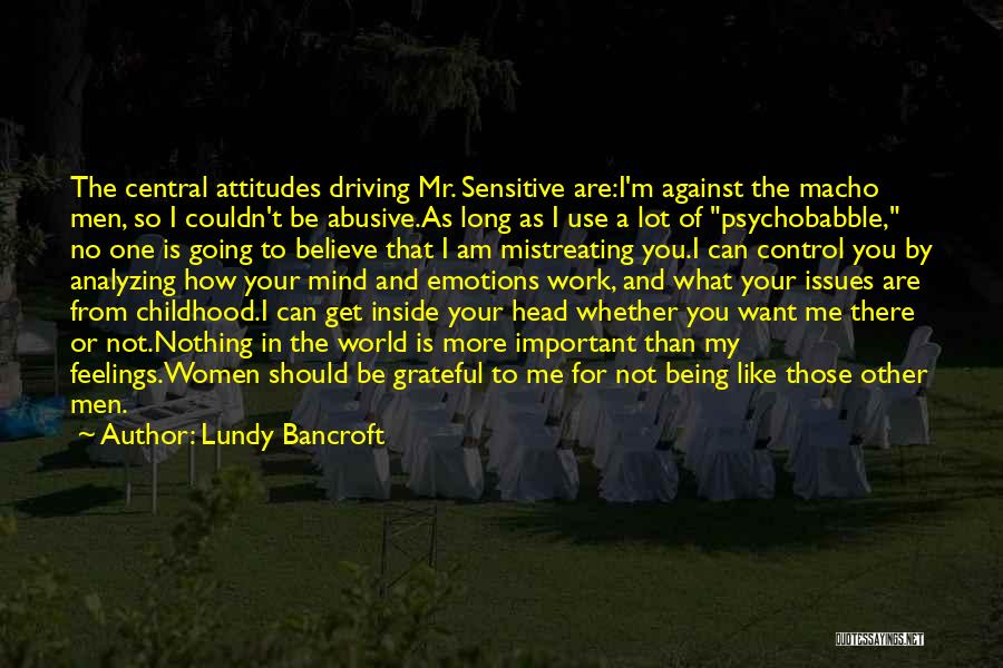 I Am Not Sensitive Quotes By Lundy Bancroft