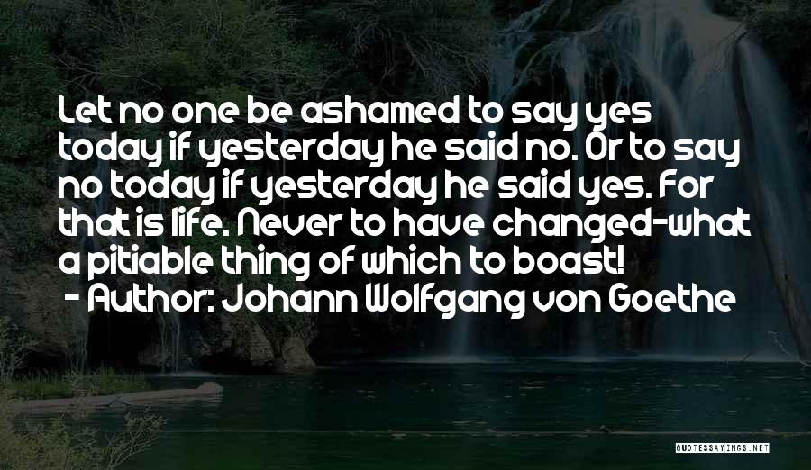 I Can't Change Yesterday Quotes By Johann Wolfgang Von Goethe