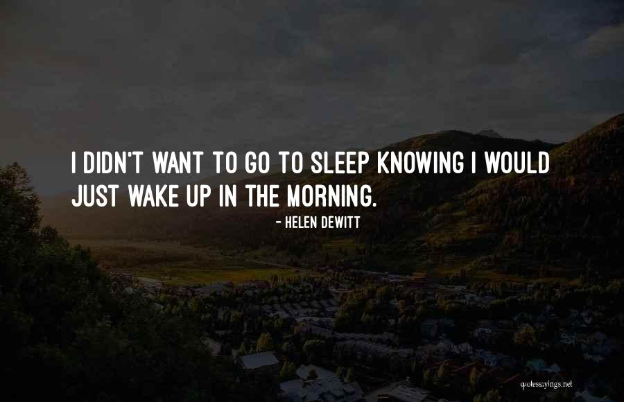 I Didn't Sleep Quotes By Helen DeWitt