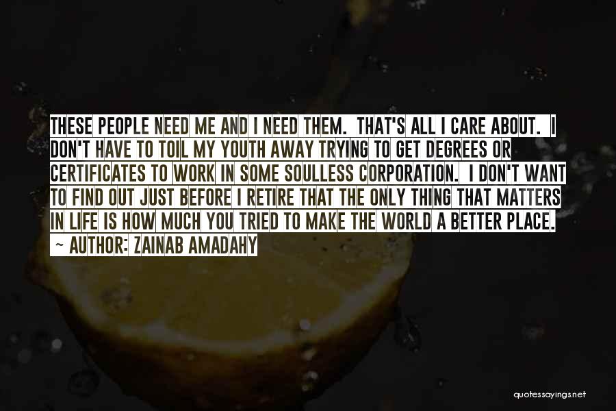 I Don't Care About The World Quotes By Zainab Amadahy