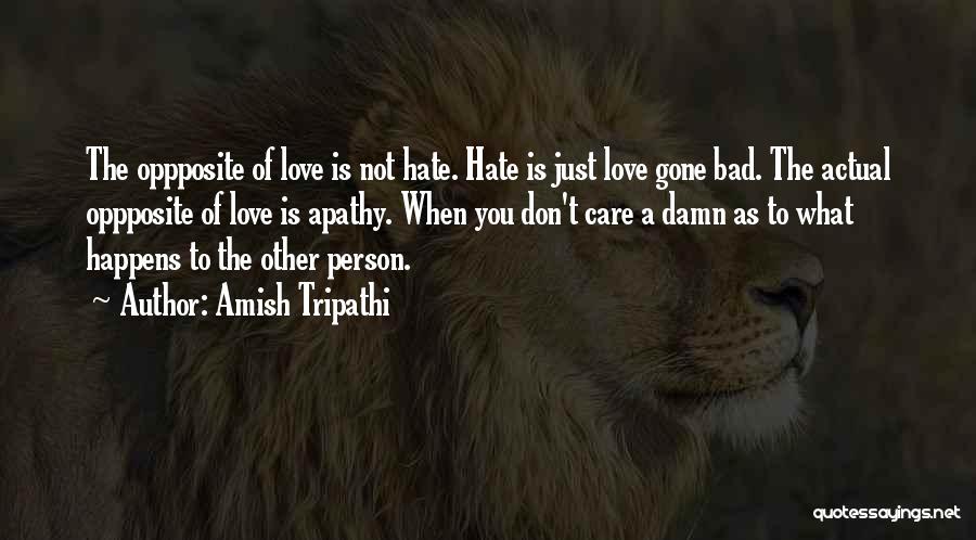 I Don't Care If You Love Me Or Hate Me Quotes By Amish Tripathi