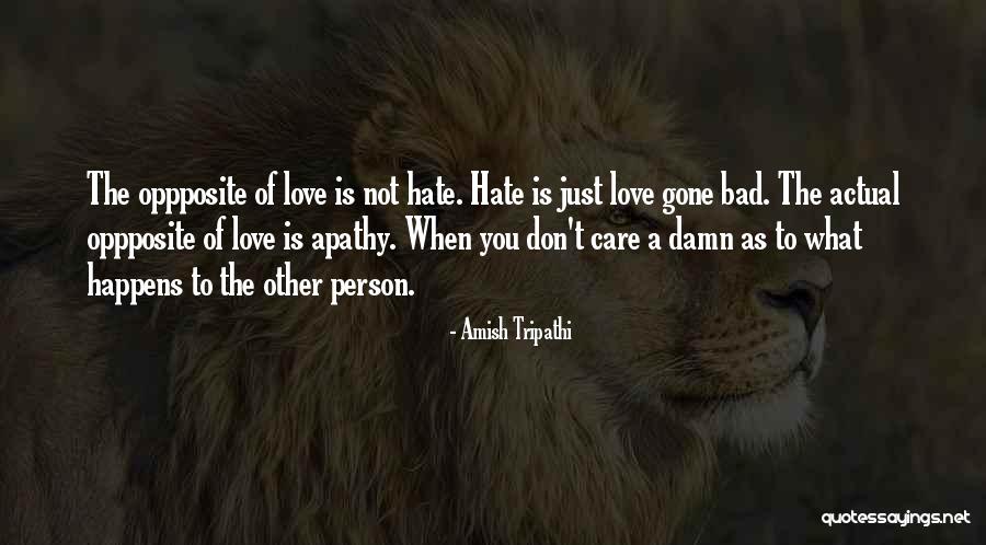 I Don't Care If You Love Me Or Hate Me Quotes By Amish Tripathi