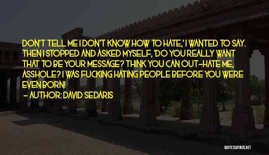 I Don't Want To Hate You Quotes By David Sedaris