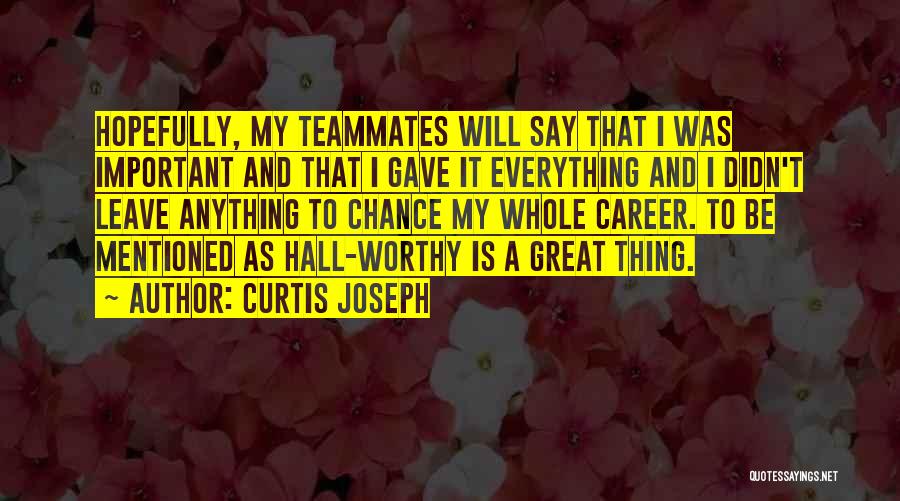 I Gave My Everything Quotes By Curtis Joseph