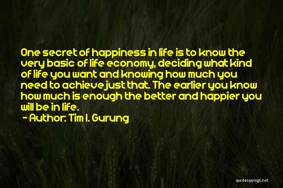 I Just Want Happiness Quotes By Tim I. Gurung