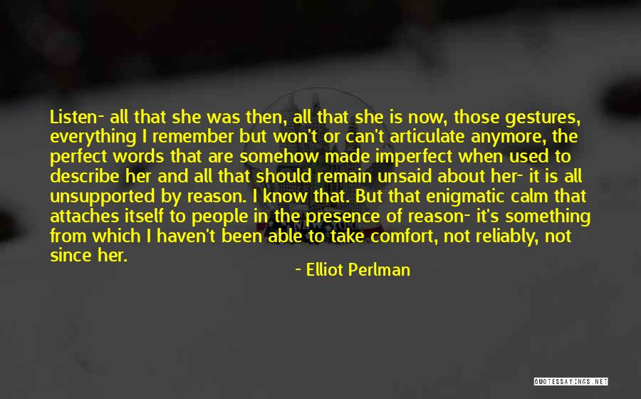 I Know I Am Not Perfect For You Quotes By Elliot Perlman