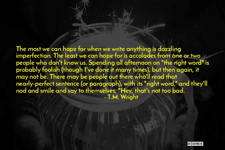 I Know I May Not Be Perfect Quotes By T.M. Wright