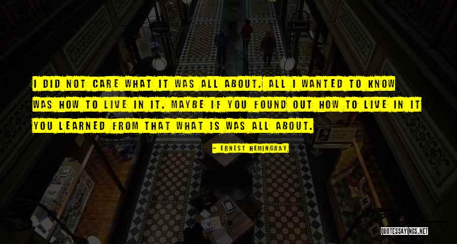 I Know It All Quotes By Ernest Hemingway,