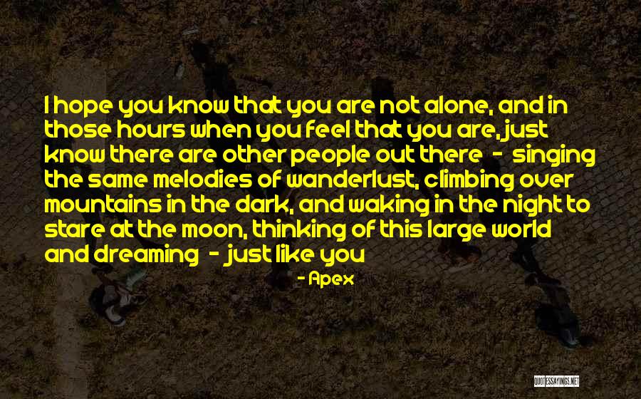 I Know You Feel Alone Quotes By Apex