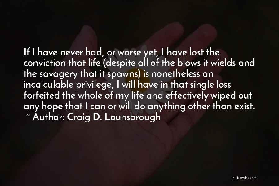 I Never Lose My Hope Quotes By Craig D. Lounsbrough