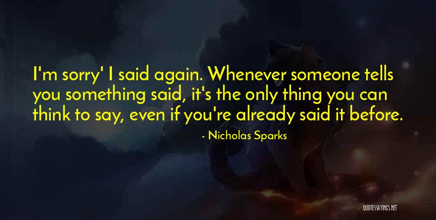I Say Sorry Quotes By Nicholas Sparks I Say Sorry Quotes By Nicholas Sparks